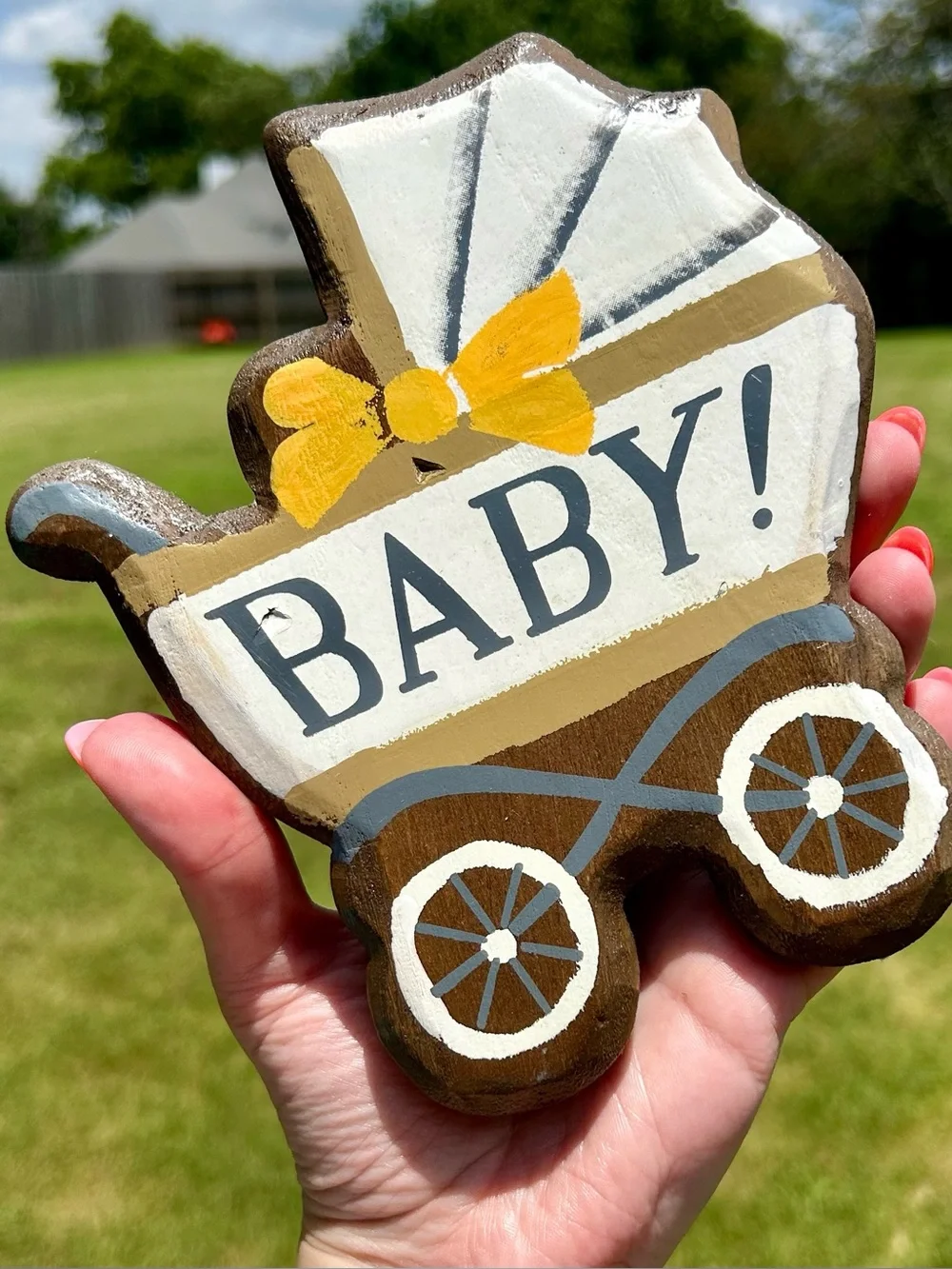 Demdaco Baby Carriage Wooden Magnet Token